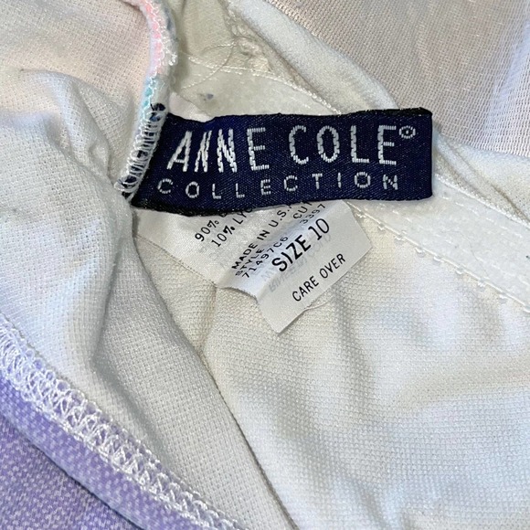M Vintage Anne Cole Pastel Striped Cotton One Piece High Cut Low Back Swimsuit - Picture 11 of 11